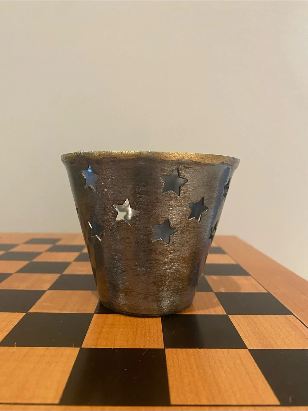 Vintage bundle (2) Pier 1 Imports candle holder star cutout brushed metal